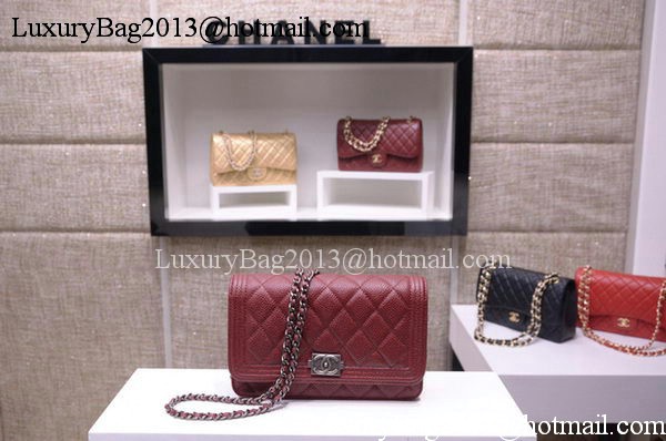 Boy Chanel mini Flap Bags Cannage Pattern A33815 Burgundy