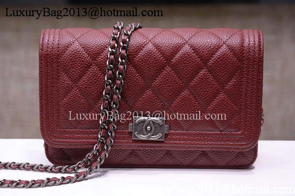 Boy Chanel mini Flap Bags Cannage Pattern A33815 Burgundy