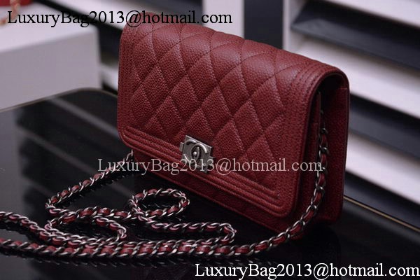 Boy Chanel mini Flap Bags Cannage Pattern A33815 Burgundy