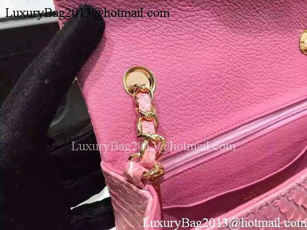 Chanel mini Classic Flap Bag Original Snake Leather A1116 Pink