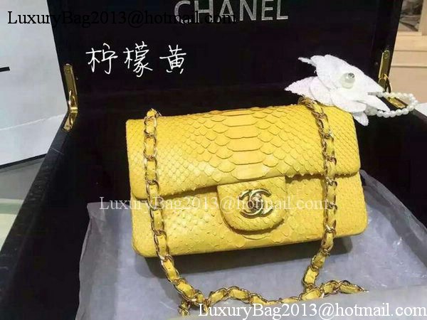 Chanel mini Classic Flap Bag Original Snake Leather A1116 Yellow