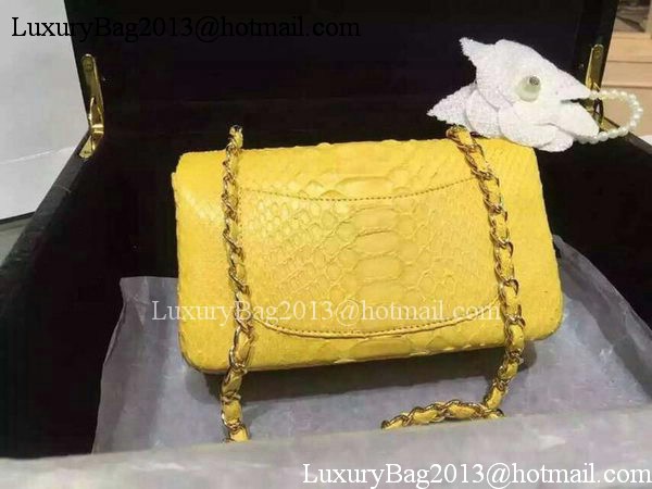 Chanel mini Classic Flap Bag Original Snake Leather A1116 Yellow