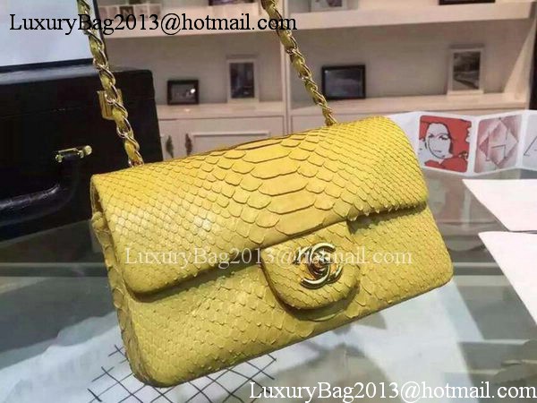 Chanel mini Classic Flap Bag Original Snake Leather A1116 Yellow