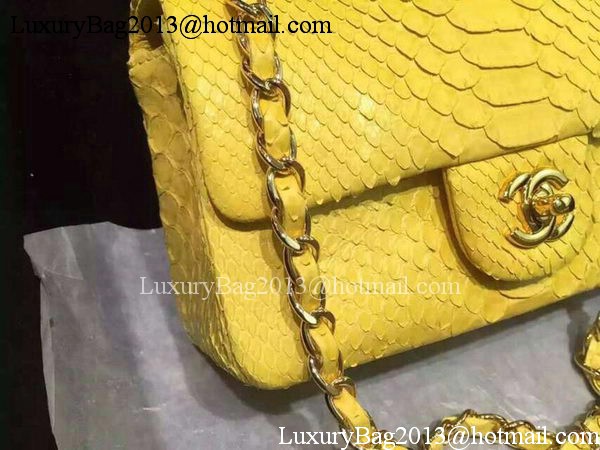 Chanel mini Classic Flap Bag Original Snake Leather A1116 Yellow