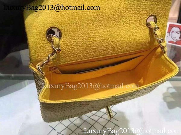 Chanel mini Classic Flap Bag Original Snake Leather A1116 Yellow