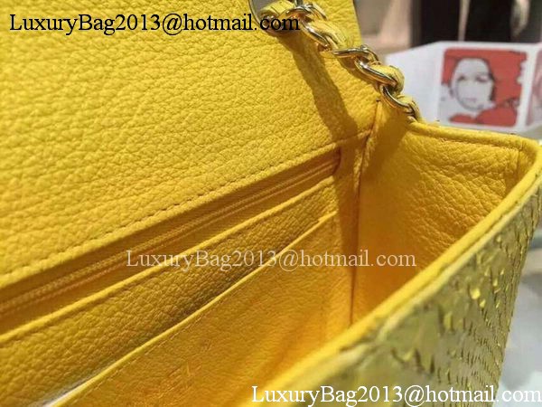 Chanel mini Classic Flap Bag Original Snake Leather A1116 Yellow