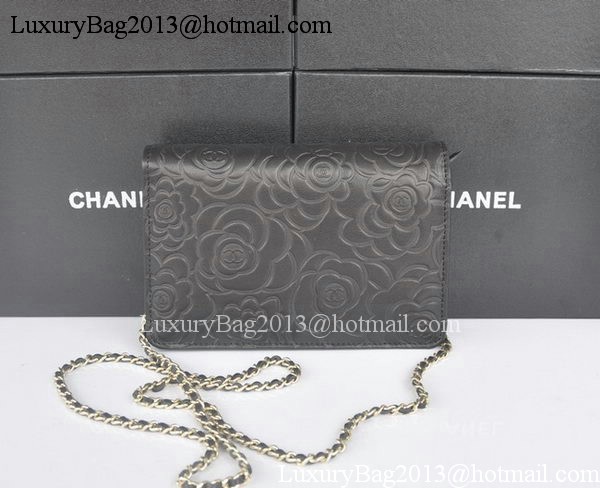 Chanel mini Flap Bags Camellia Sheepskin Leather A99301 Black