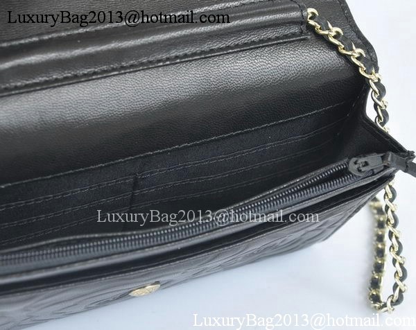 Chanel mini Flap Bags Camellia Sheepskin Leather A99301 Black