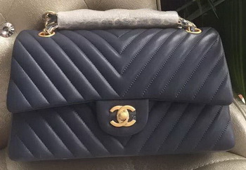 Chanel 2.55 Series Flap Bag Lambskin Chevron Leather A1112CF Royal