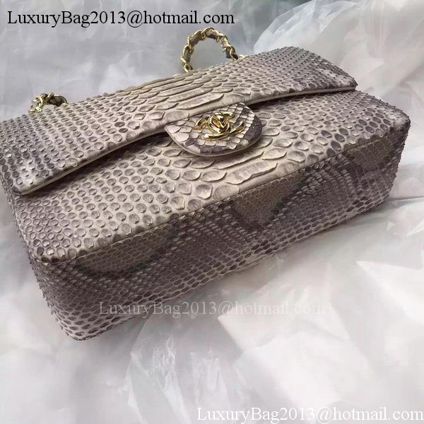 Chanel 2.55 Series Flap Bags OffWhite Pink Original Python Leather A1112SA Gold