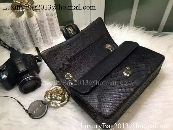 Chanel 2.55 Series Flap Bags Original Snake Leather A1112SA Black