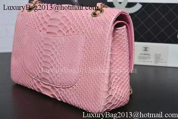 Chanel 2.55 Series Flap Bags Sakura Pink Original Python Leather A1112SA Gold