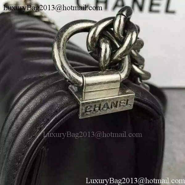 Boy Chanel Flap Bag Original Chevron Sheepskin Leather A5708 Black