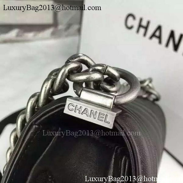 Boy Chanel mini Flap Bag Original Chevron Sheepskin Leather A5707 Black