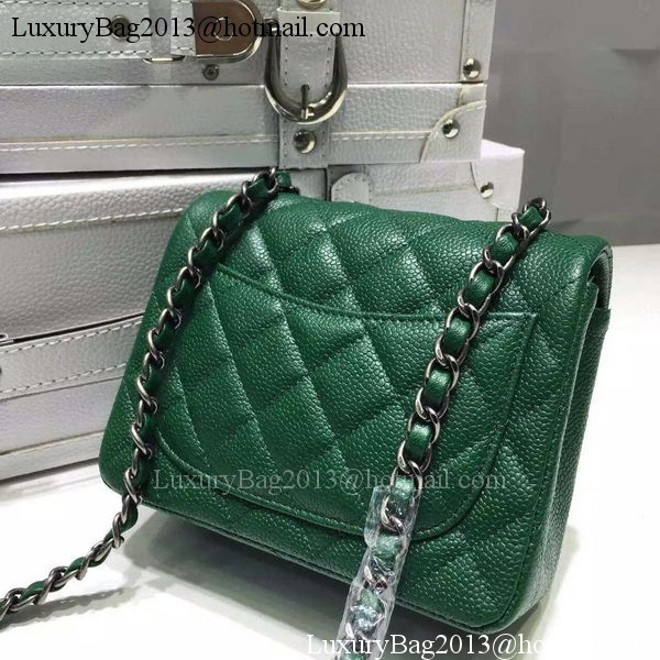 Chanel Classic MINI Flap Bag Litchi Leather A6874 Green