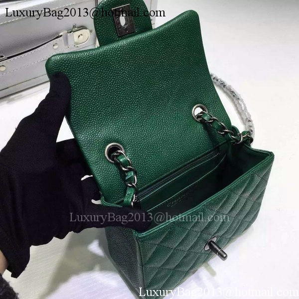 Chanel Classic MINI Flap Bag Litchi Leather A6874 Green