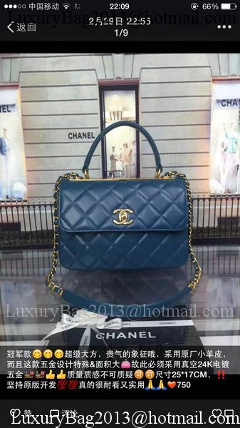 Chanel Classic Top Flap Bag Original Sheepskin Leather A92236 Blue