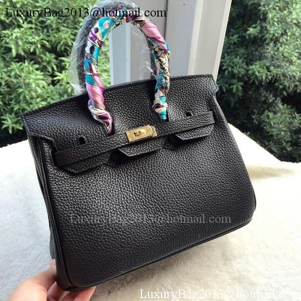 Hermes Birkin 25CM Tote Bag Litchi Leather H25T Black