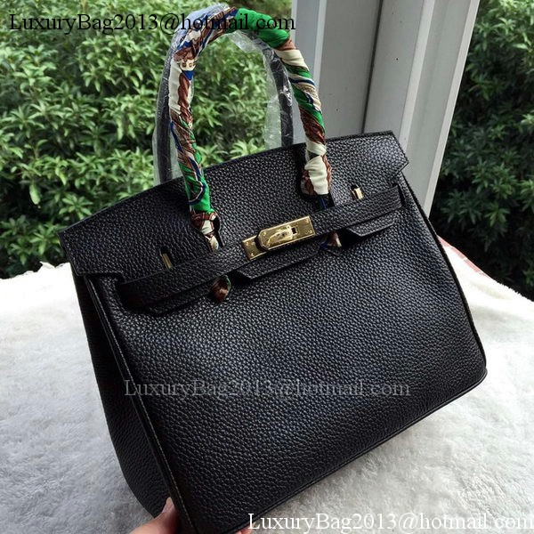 Hermes Birkin 30CM Tote Bags Black Calfskin Leather BK30 Gold