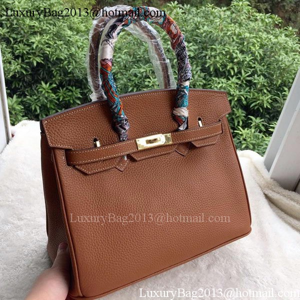 Hermes Birkin 30CM Tote Bags Brown Calfskin Leather BK30 Gold