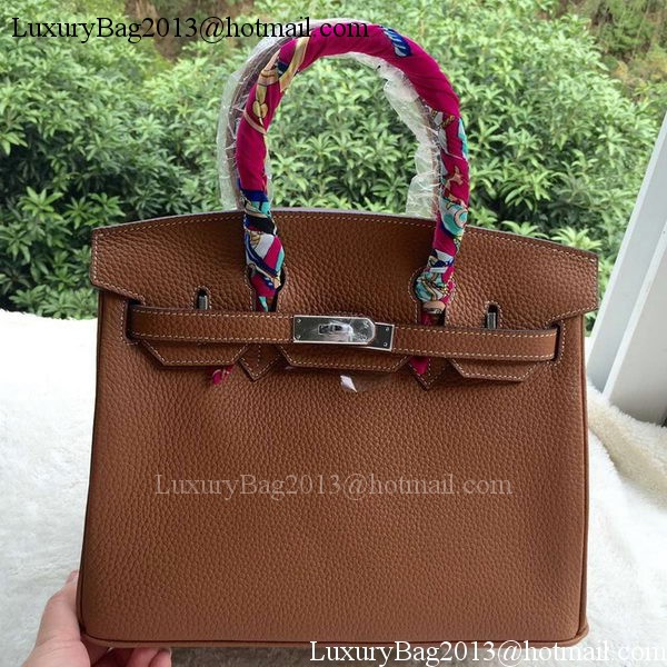 Hermes Birkin 30CM Tote Bags Brown Calfskin Leather BK30 Silver