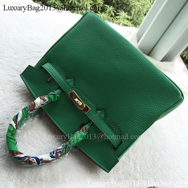 Hermes Birkin 30CM Tote Bags Green Calfskin Leather BK30 Gold