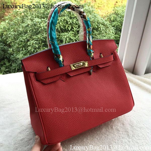 Hermes Birkin 30CM Tote Bags Red Calfskin Leather BK30 Gold