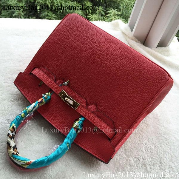 Hermes Birkin 30CM Tote Bags Red Calfskin Leather BK30 Gold