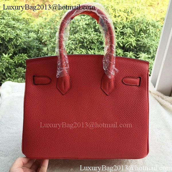 Hermes Birkin 30CM Tote Bags Red Calfskin Leather BK30 Silver