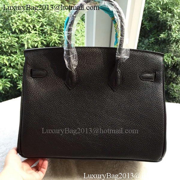 Hermes Birkin 35CM Tote Bag Black Litchi Leather BK35 Silver