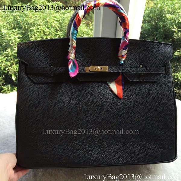 Hermes Birkin 40CM Bag Black Litchi Leather BK40 Gold