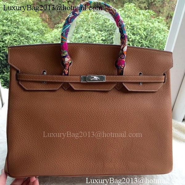 Hermes Birkin 40CM Bag Wheat Litchi Leather BK40 Silver