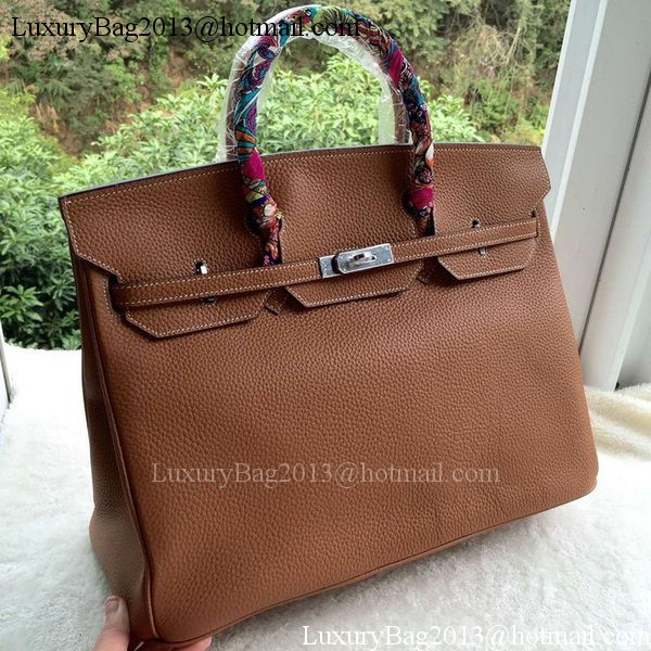 Hermes Birkin 40CM Bag Wheat Litchi Leather BK40 Silver