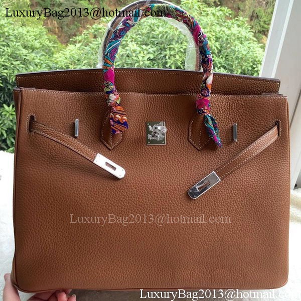 Hermes Birkin 40CM Bag Wheat Litchi Leather BK40 Silver