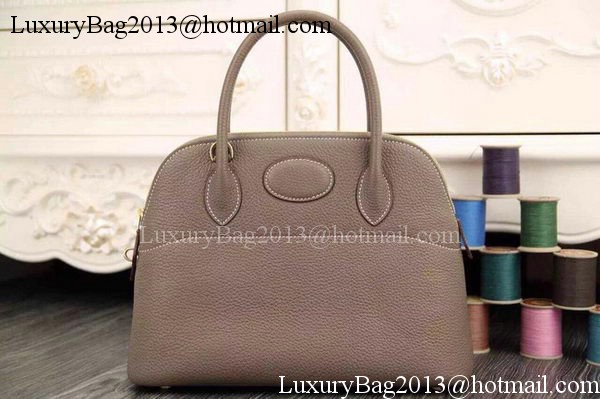 Hermes Bolide 37CM Calfskin Leather Tote Bag B1004 Grey