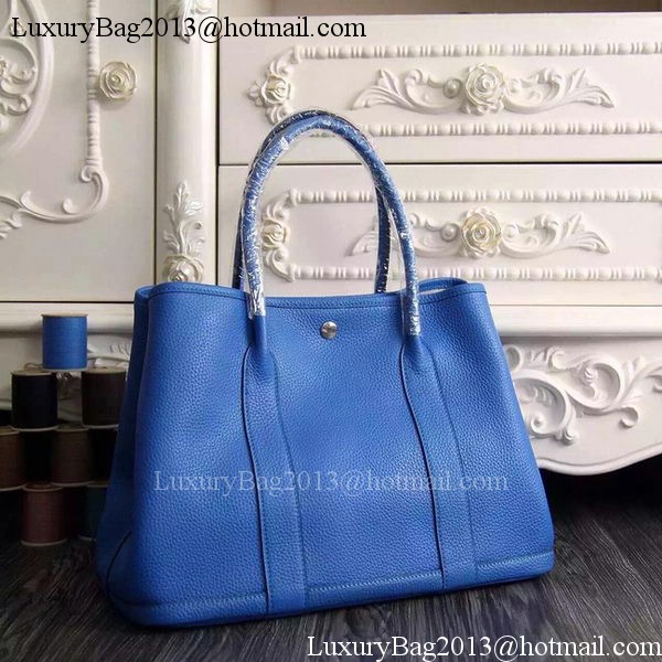 Hermes Garden Party 36cm 30cm Tote Bag Original Leather Blue