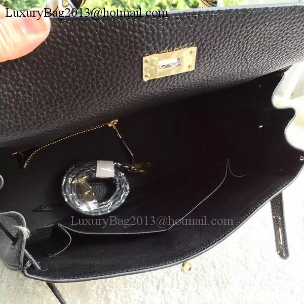 Hermes Kelly 32cm Shoulder Bag Black Calfskin Leather K32CL Gold