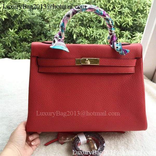 Hermes Kelly 32cm Shoulder Bag Red Calfskin Leather K32CL Gold