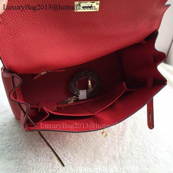 Hermes Kelly 32cm Shoulder Bag Red Calfskin Leather K32CL Gold