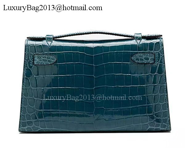 Hermes MINI Kelly 22cm Clutch Croco Leather KL22 Green