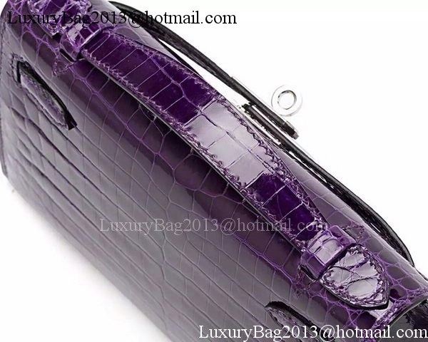 Hermes MINI Kelly 22cm Clutch Croco Leather KL22 Purple