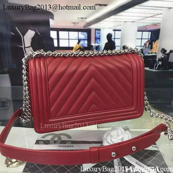 Boy Chanel Flap Bag Original Chevron Nubuck Leather A5708 Burgundy