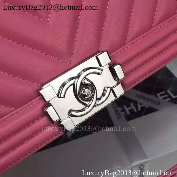 Boy Chanel Flap Bag Original Chevron Nubuck Leather A5708 Rose