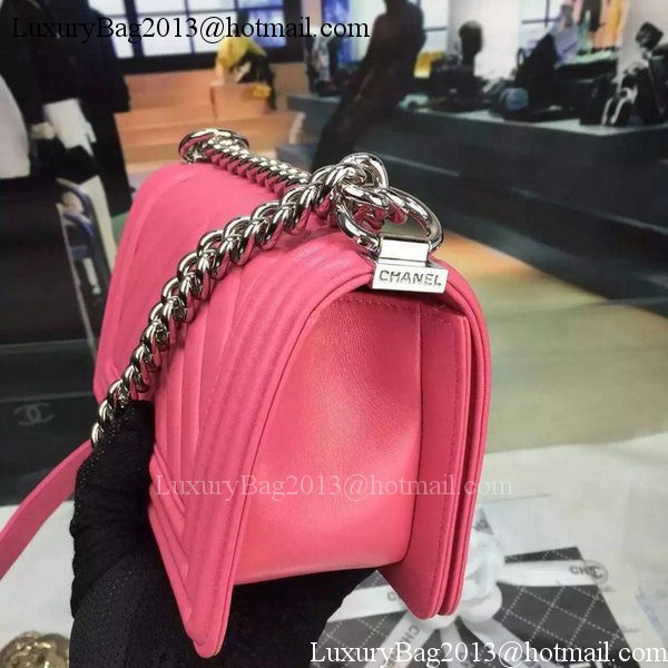 Boy Chanel mini Flap Bag Original Chevron Nubuck Leather A5707 Rose