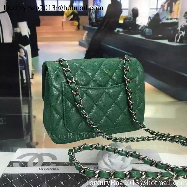 Chanel Classic MINI Flap Bag Cannage Pattern Leather A8171 Green