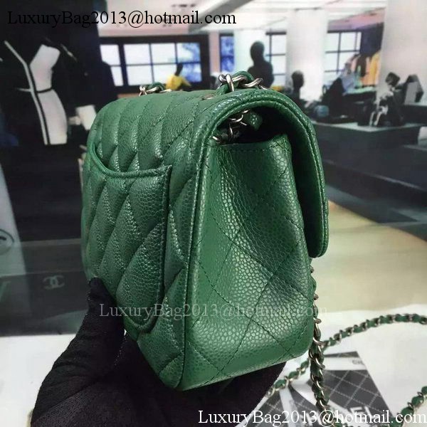 Chanel Classic MINI Flap Bag Cannage Pattern Leather A8171 Green