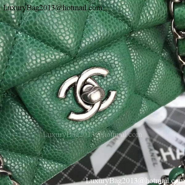 Chanel Classic MINI Flap Bag Cannage Pattern Leather A8171 Green