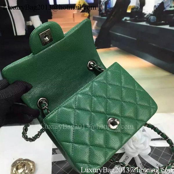 Chanel Classic MINI Flap Bag Cannage Pattern Leather A8171 Green