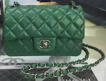 Chanel Classic MINI Flap Bag Cannage Pattern Leather A8500 Green