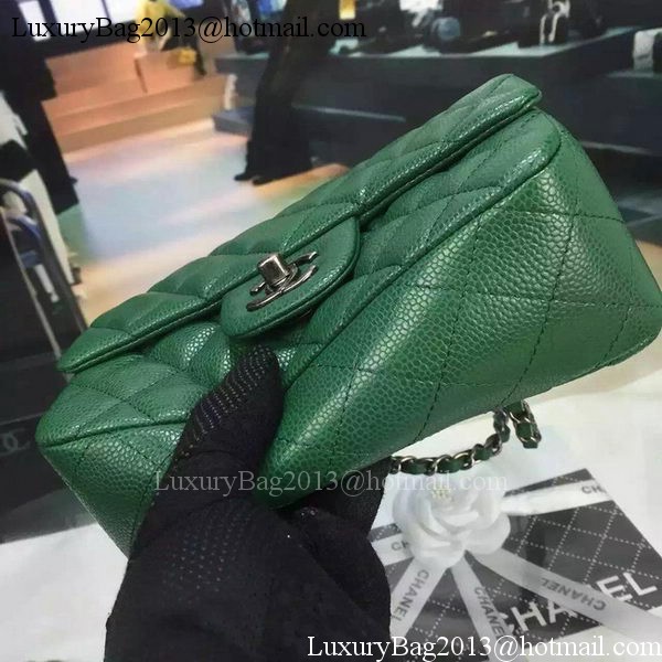 Chanel Classic MINI Flap Bag Cannage Pattern Leather A8500 Green